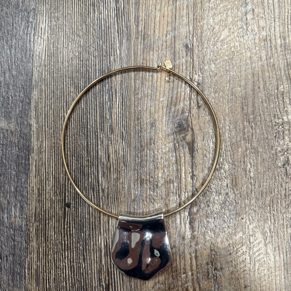 Robert Lee Morris Two Tone Necklace with Pendant Choker Style